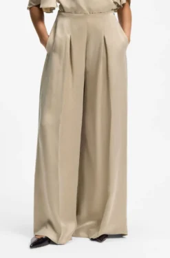 Wide-leg regular-fit trousers with box pleats