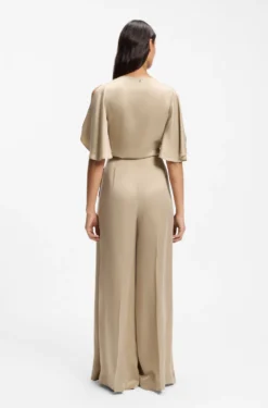 Wide-leg regular-fit trousers with box pleats