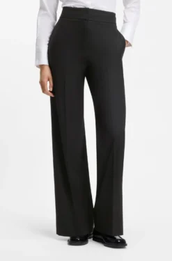 Wide-leg regular-fit trousers in stretch fabric