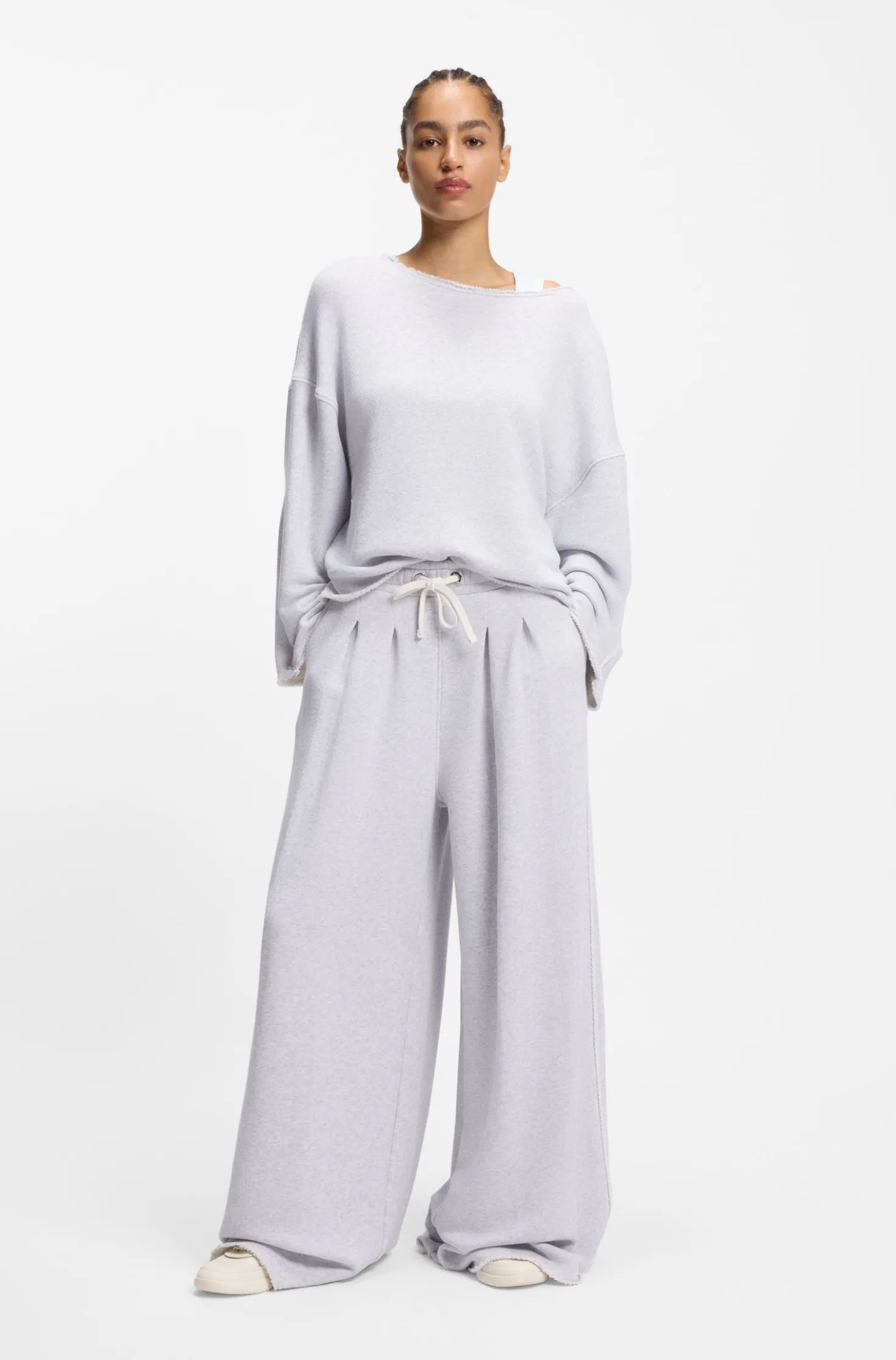 Wide-leg tracksuit bottoms in a cotton blend