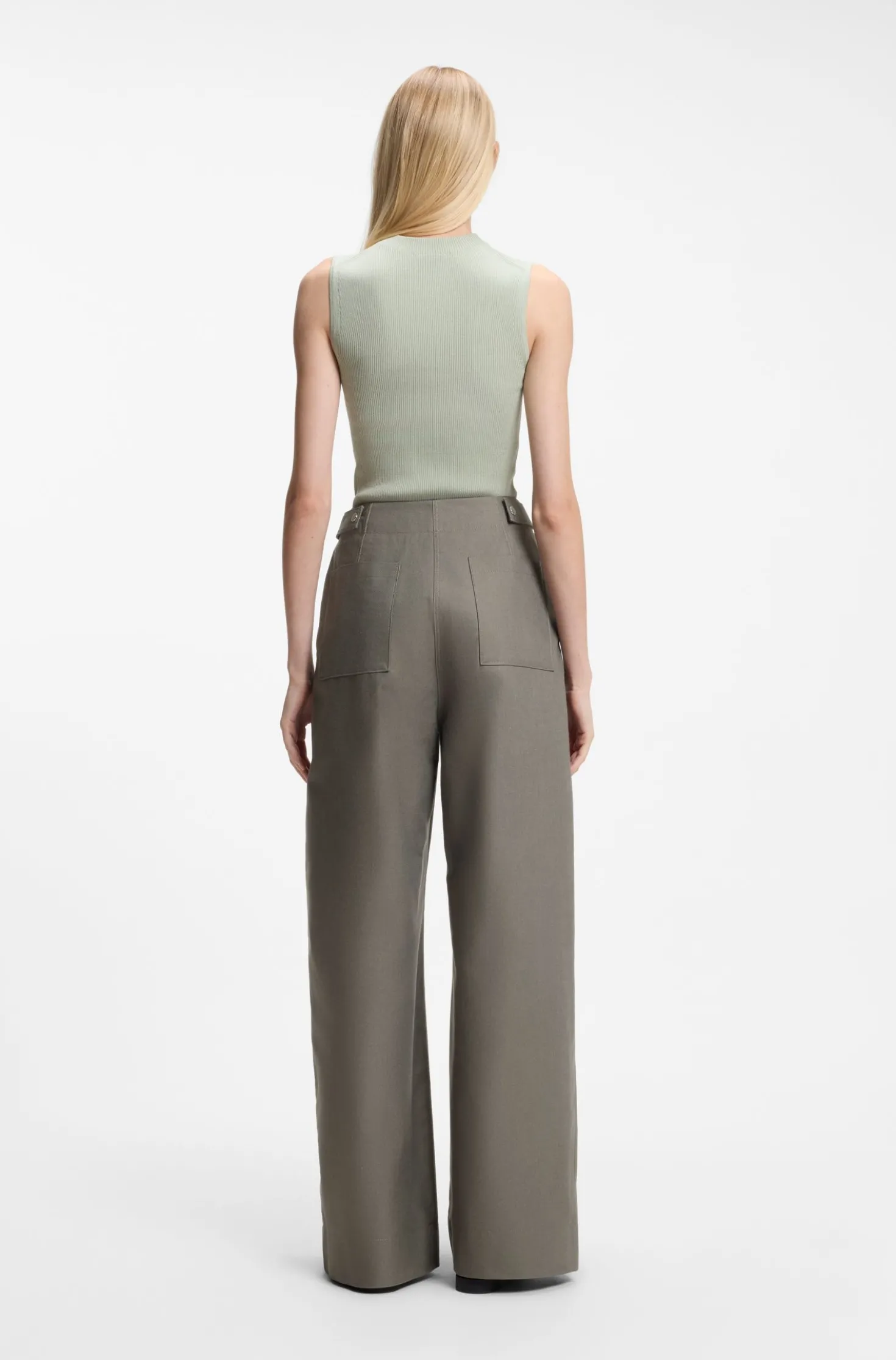 Wide-leg trousers in cotton denim