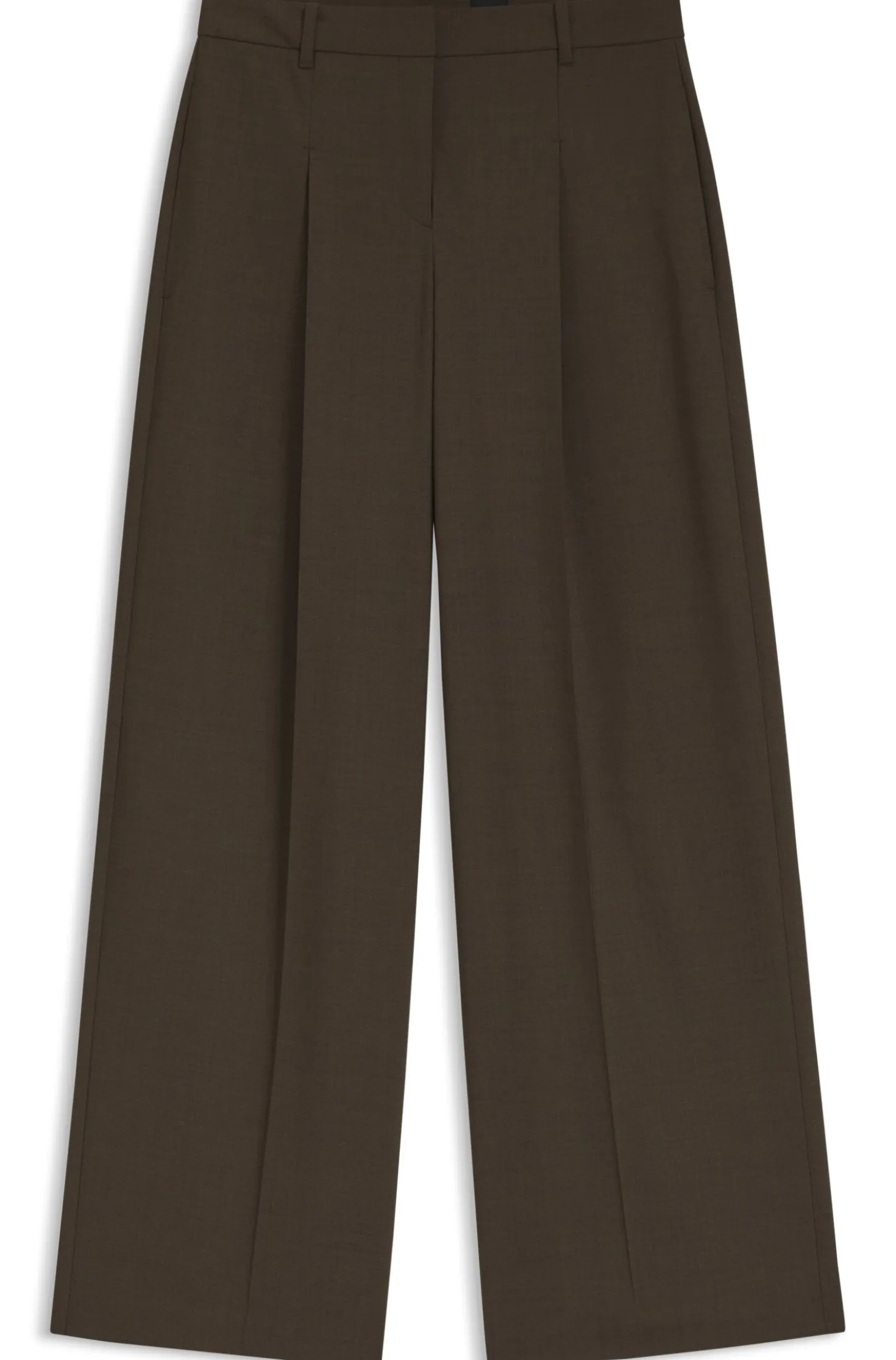 Wide-leg trousers in stretch fabric with front pleats