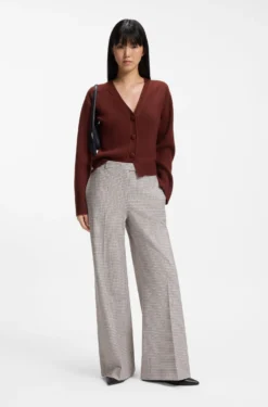 Wide-leg trousers with micro check