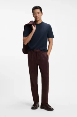 Windowpane-check T-shirt in a cotton and silk blend