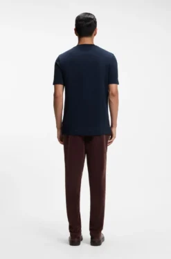 Windowpane-check T-shirt in a cotton and silk blend