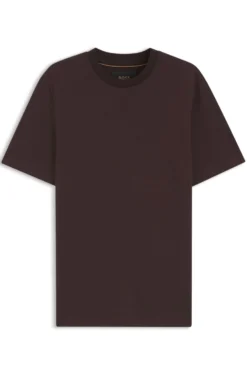 Windowpane-check T-shirt in a cotton and silk blend