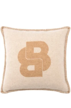Wool-blend cushion cover with Double B monogram