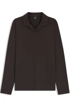 Wool-blend polo shirt with Johnny collar