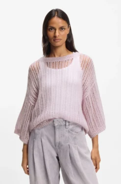 Wool-blend sweater with open knit