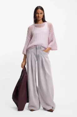 Wool-blend sweater with open knit