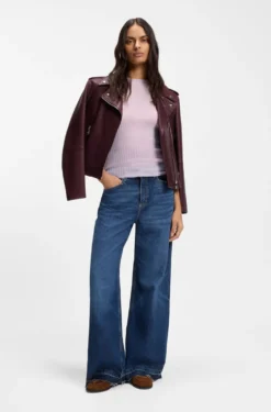 Wool-blend sweater with ribbed knit