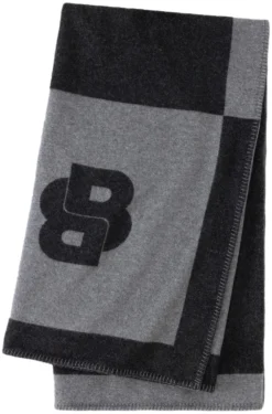 Wool-blend throw with Double B monogram