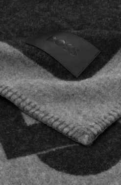Wool-blend throw with Double B monogram