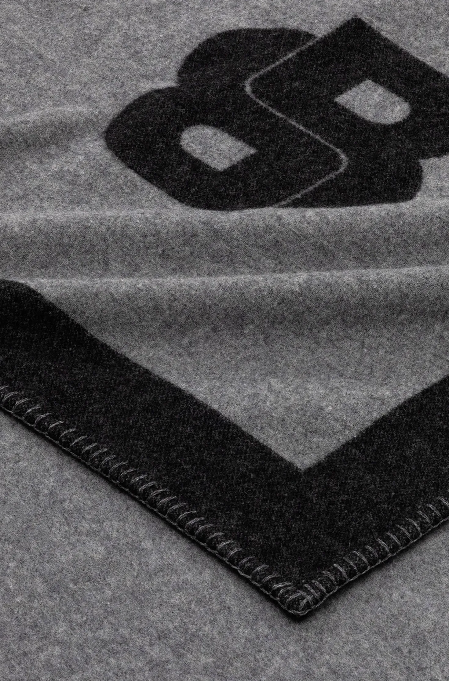 Wool-blend throw with Double B monogram