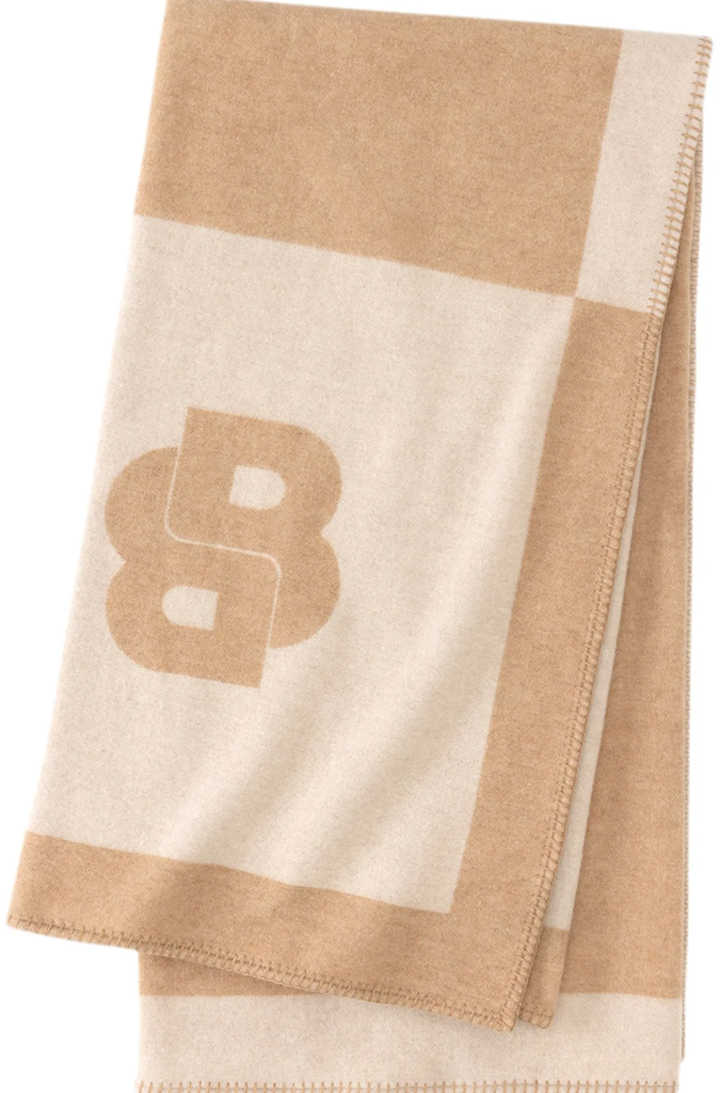 Wool-blend throw with Double B monogram