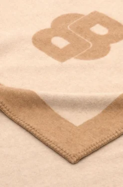 Wool-blend throw with Double B monogram