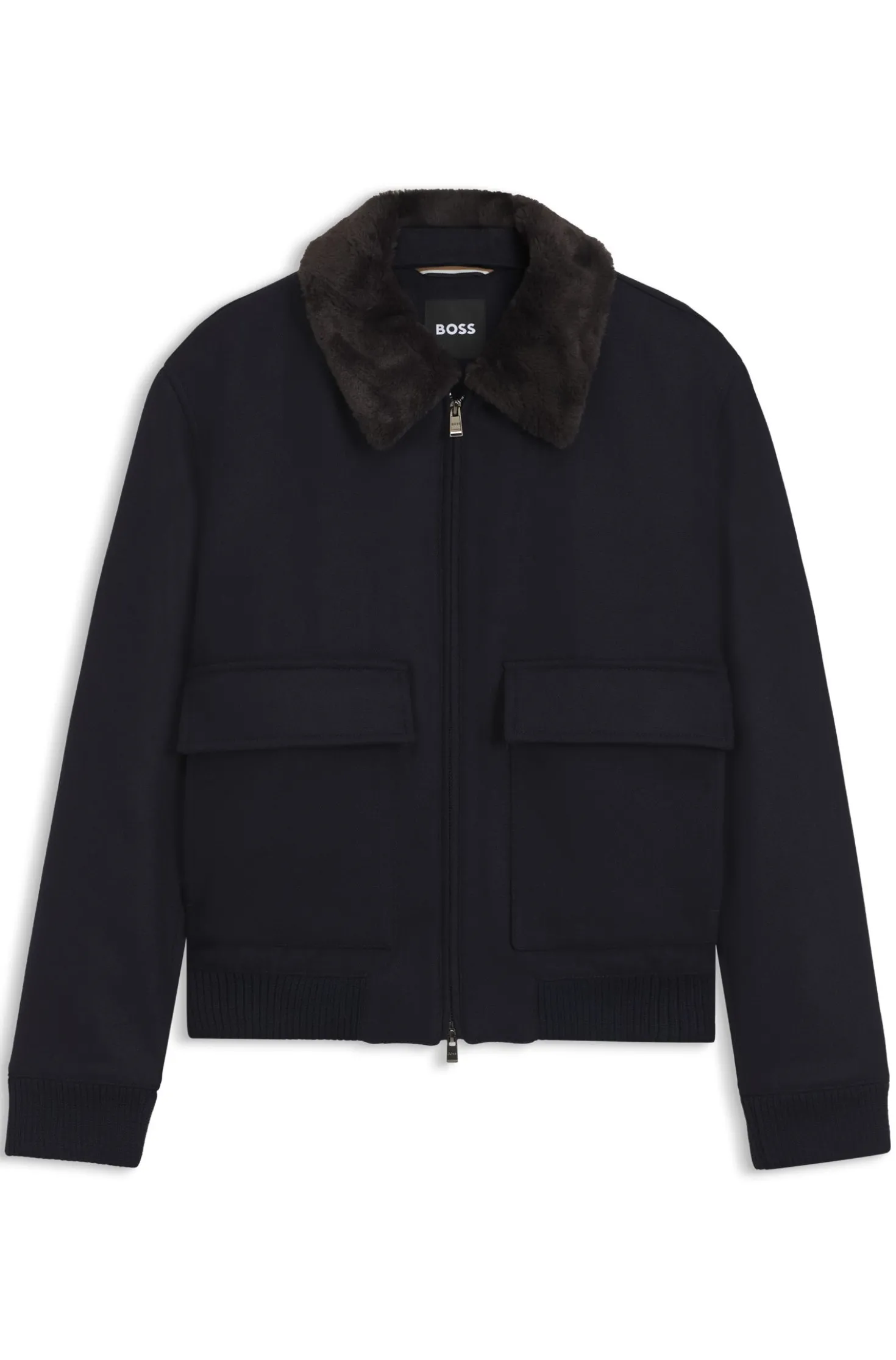 Wool-cashmere coat with faux-fur collar