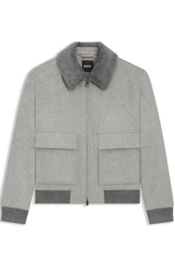 Wool-cashmere coat with faux-fur collar