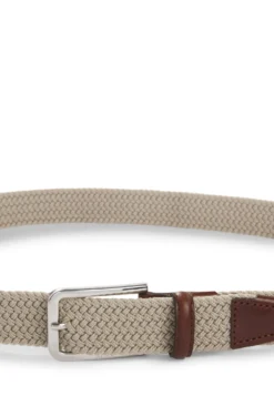 Woven belt with leather facings