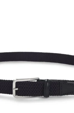 Woven belt with leather facings
