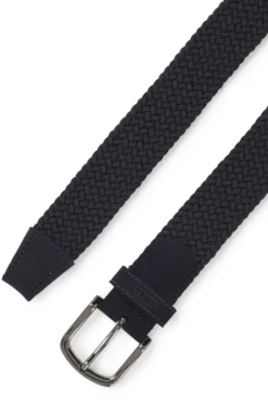 Woven belt with leather trims