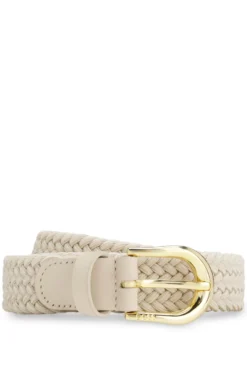 Woven belt with leather trims