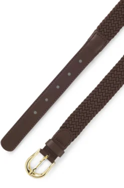 Woven belt with leather trims