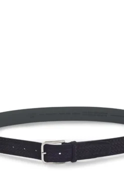 Woven-suede belt with logo buckle