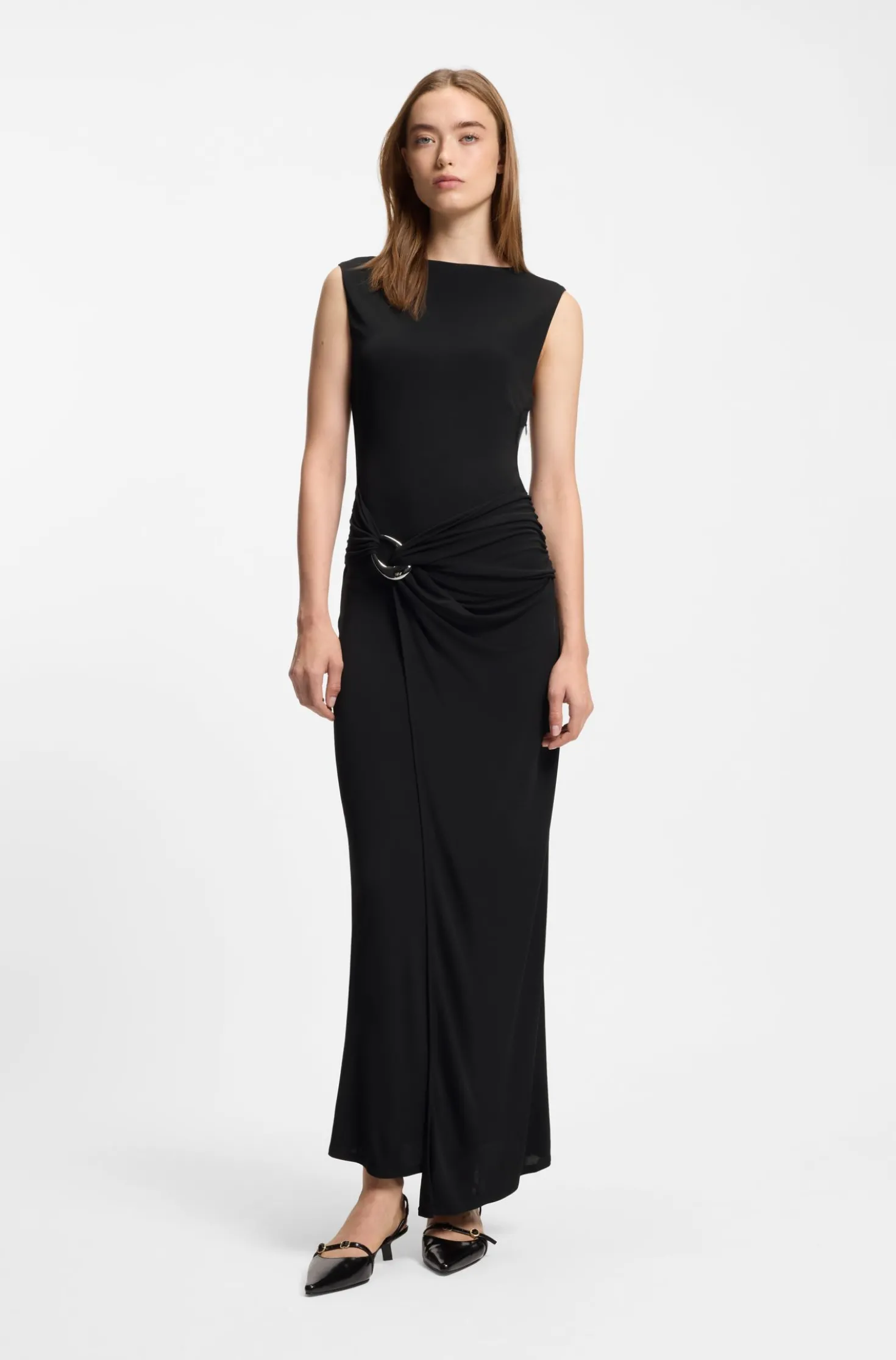 Wrap-effect dress with buckle detail