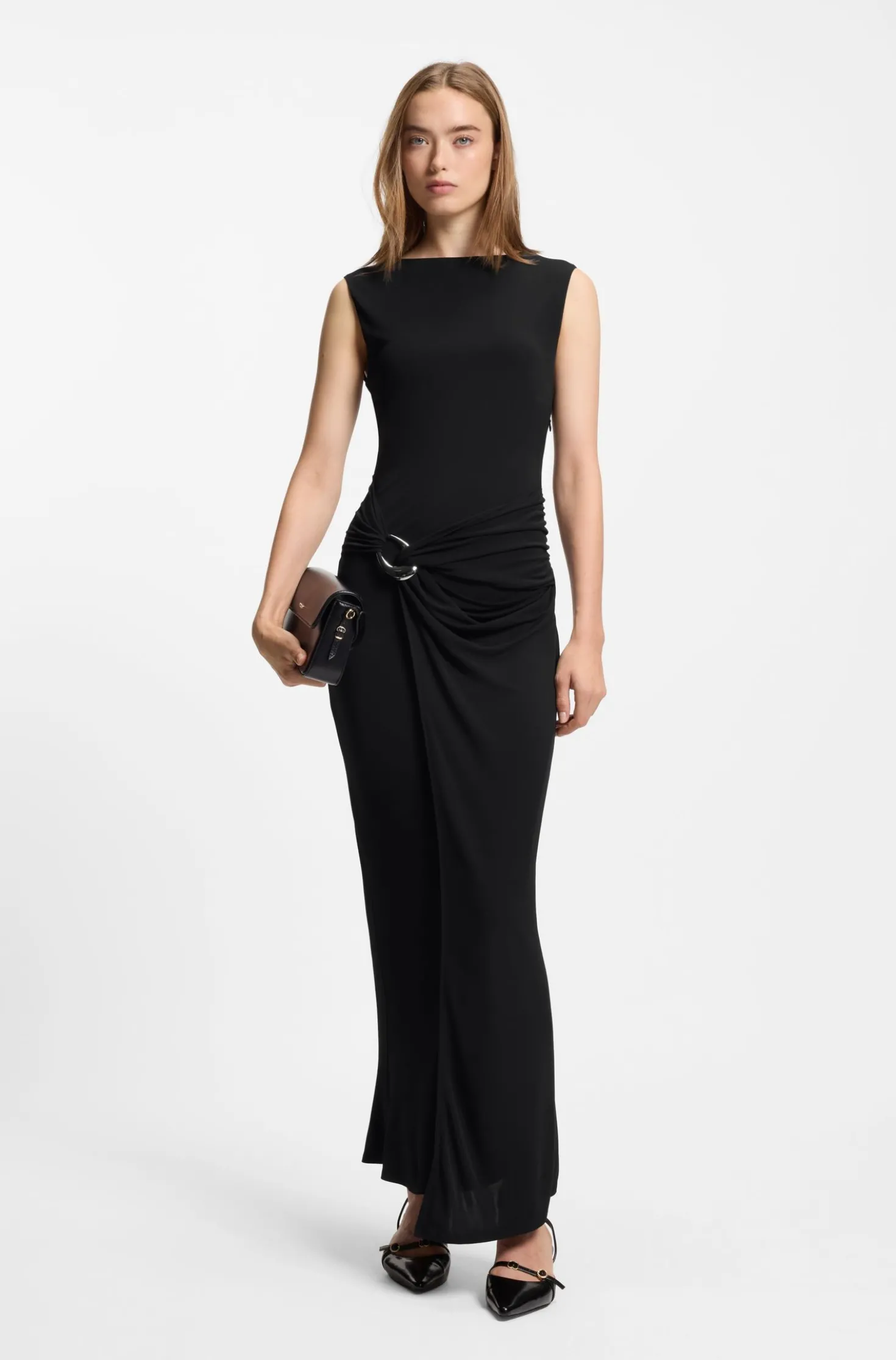 Wrap-effect dress with buckle detail