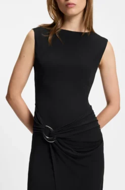 Wrap-effect dress with buckle detail
