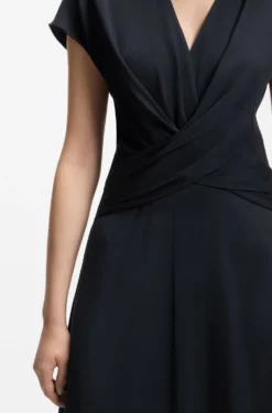 Wrap-front dress in stretch fabric