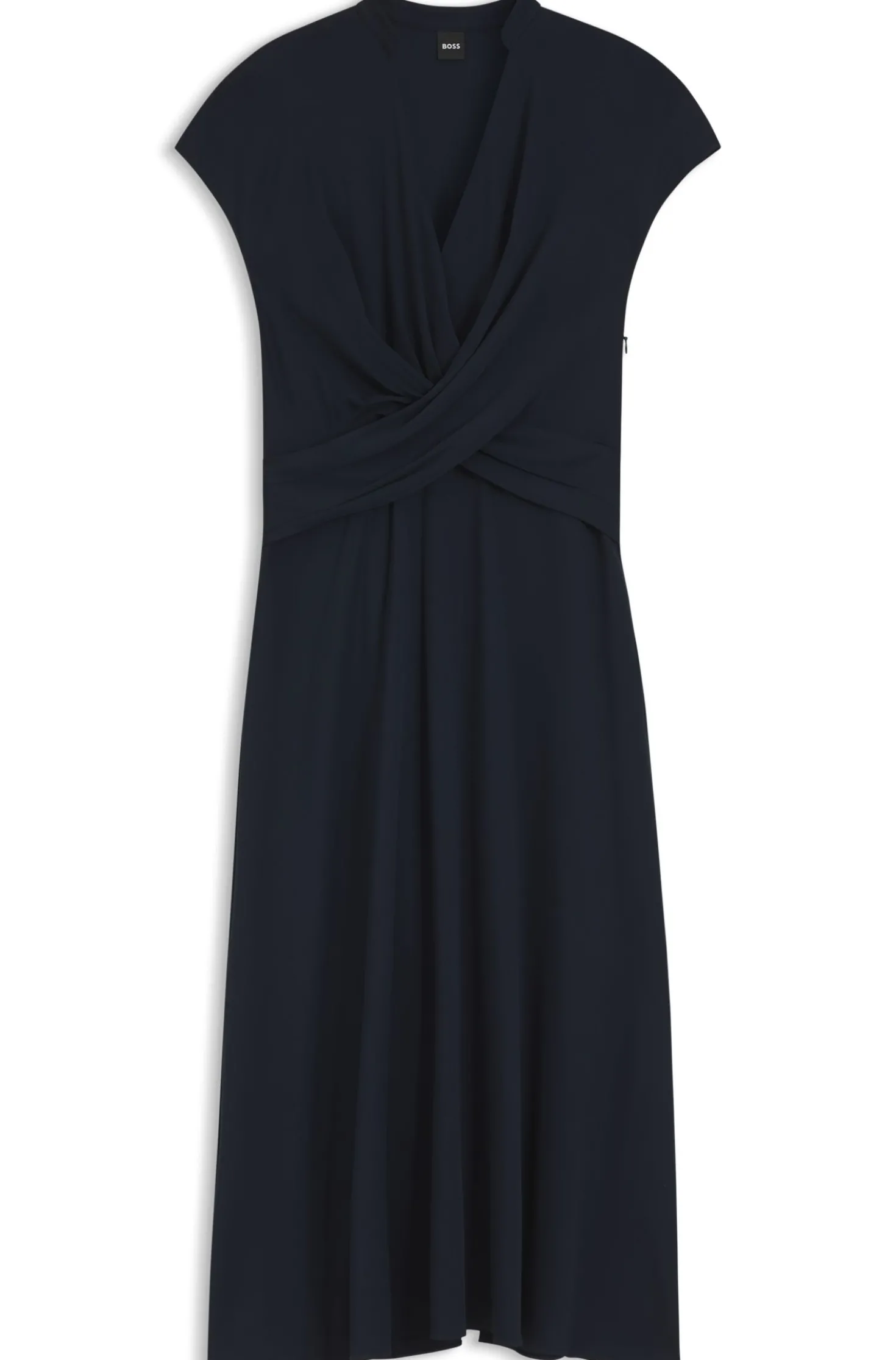 Wrap-front dress in stretch fabric