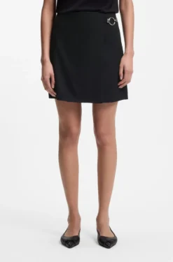 Wrap mini skirt with metal carabiner