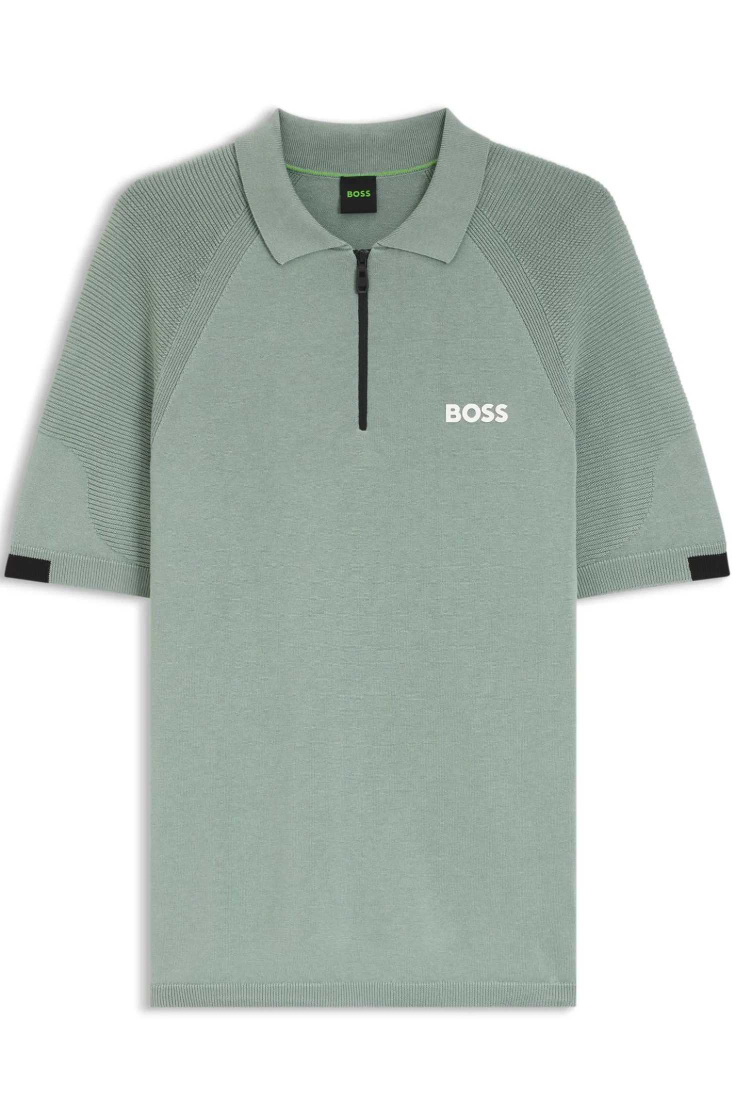 Zip-neck knit polo with body-mapping design