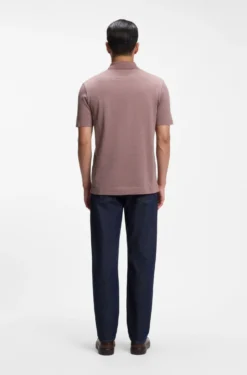 Zip-neck polo shirt in a cotton-silk blend