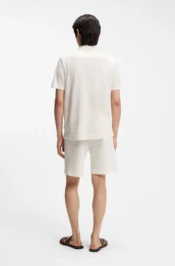 Zip-neck polo shirt in cotton and silk