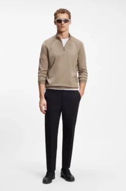 Zip-neck sweater in a cotton blend