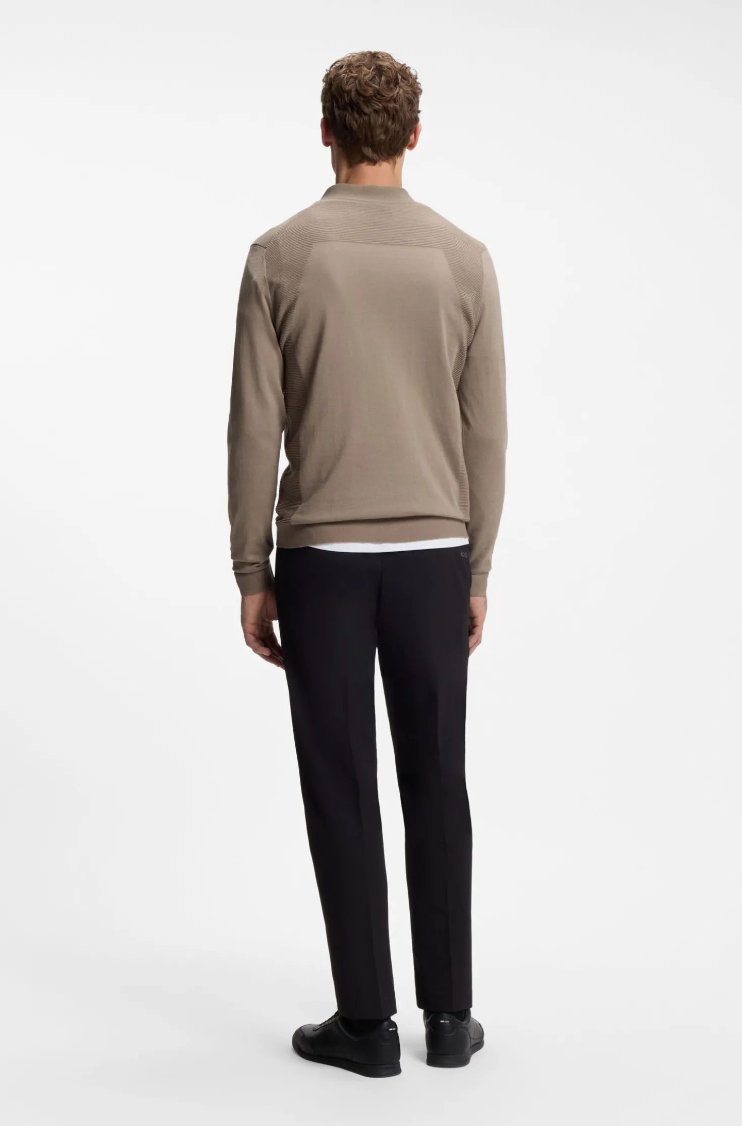 Zip-neck sweater in a cotton blend