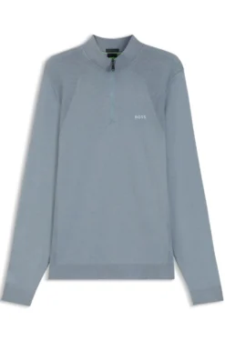Zip-neck sweater in a cotton blend
