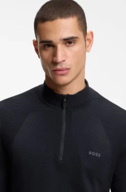 Zip-neck sweater in a cotton blend