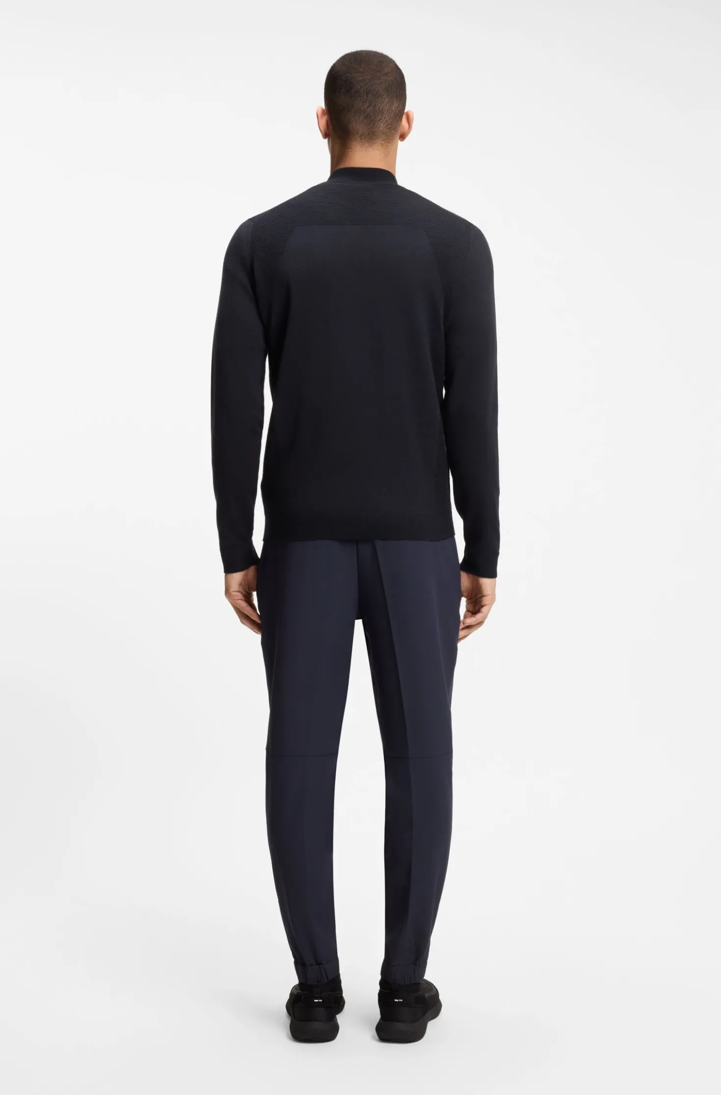 Zip-neck sweater in a cotton blend