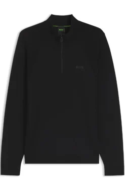 Zip-neck sweater in a cotton blend