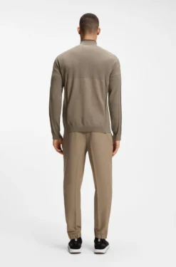 Zip-neck sweater in a mixed-knit cotton blend