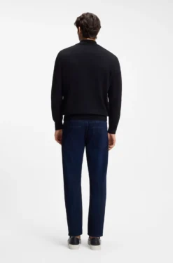 Zip-neck sweater in cotton with logo embroidery