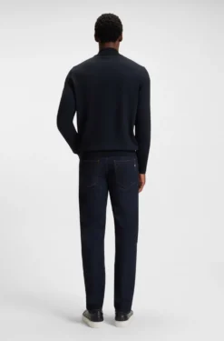 Zip-neck sweater in virgin wool