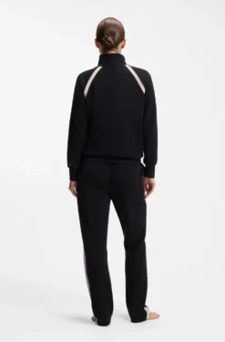 Zip-neck sweatshirt with contrast inserts