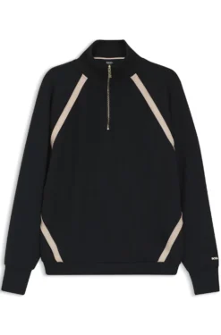 Zip-neck sweatshirt with contrast inserts