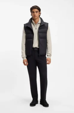 Zip-neck virgin wool-blend sweater with logo