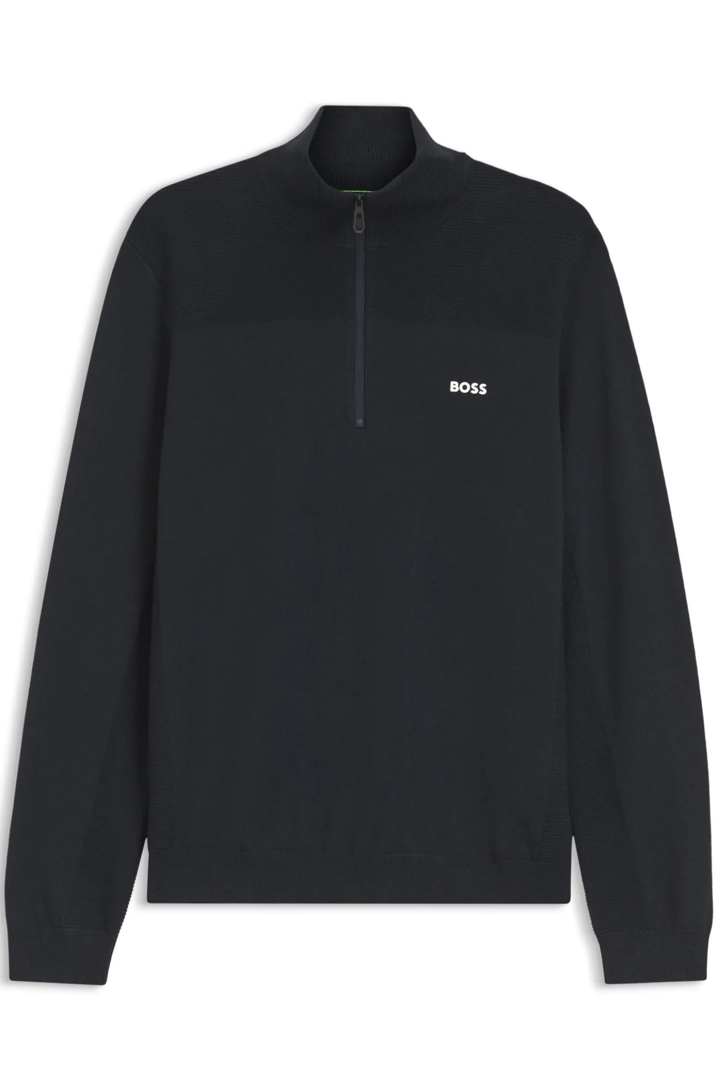 Zip-neck virgin wool-blend sweater with logo